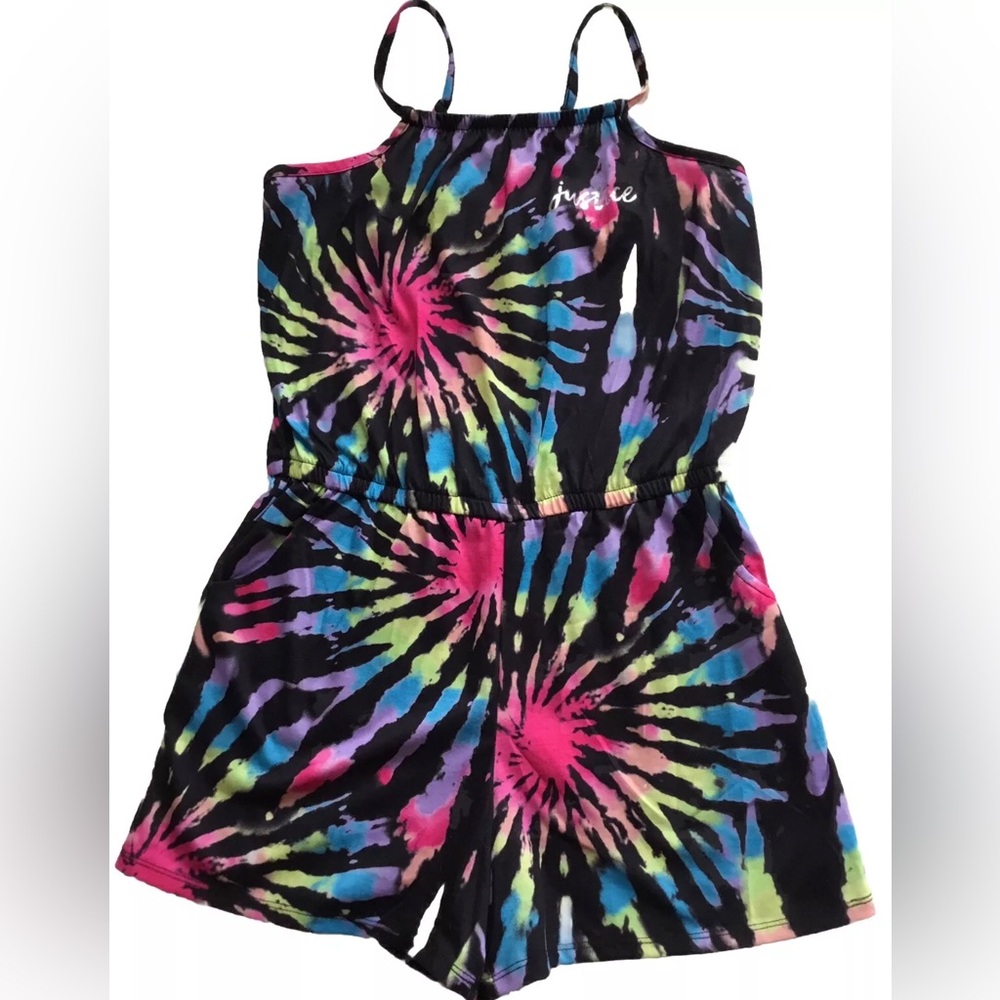JUSTICE Girls size 12/14 TYE DYE ROMPER PJ PAJAMA NWOT